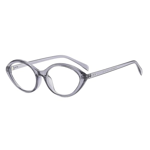 Image of LJCZKA Oval Blue Light Blocking Glasses Women Retro Small Cat Eye Frame Computer Eyeglasses Anti Eyestrain Clear Lens