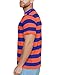 Zengjo Striped Shirt Mens Wide Stripe Tshirt Short Sleeve Crewneck(Orange Blue,XL)