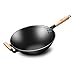 GAXQFEI Wok Für Induktionseisen Wok Altmodisch Rohguss Nicht Klebrige Gasöfen Abgerundeter Boden Unbeschichtet Wok,32Cm