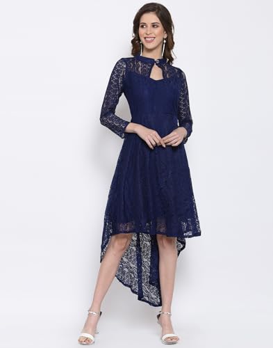 Image of Women's Russel Net Fit & Flare Dress, Trend with High Low Stylish Western Look