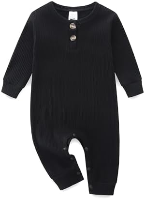 KIDDLETOWN Strampler Neugeborene Schlafanzug Baby 0-3 Monate | Baby Strampler für Mädchen Jungen, Baumwolle+Spandex Baby Pyjama, Langarm Babykleidung, Einfarbig Schlafstrampler
