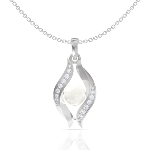 Image of 925 Sterling Silver Pendant Necklace for Women | Silver Locket with Chain | Daily Wear Jewellery | Minimalist Jewelry for Office & Casual Wear | Gift for Woman, Wife, Girlfriend, Mother, Sister | Anniversary, Birthday, Valentine's Day, Rakhi Gift