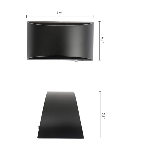 Image of Dimmable COB Wall Sconce, 3000K Warm White Hardwired Wall Lamp, Built-in Dimmer Switch Aluminum Wall Light, 20W Stepless Dimming Indoor Wall Sconces for Bedroom Hallway