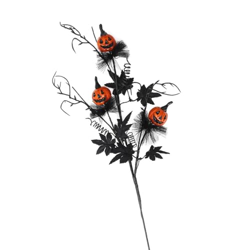 Geavonyg Halloween Kürbissträuße, Dekoration, künstlicher Blumenstiel mit realistischem Blatt für Heimdekoration, Pflanzenarrangements, Halloween Tischdekoration