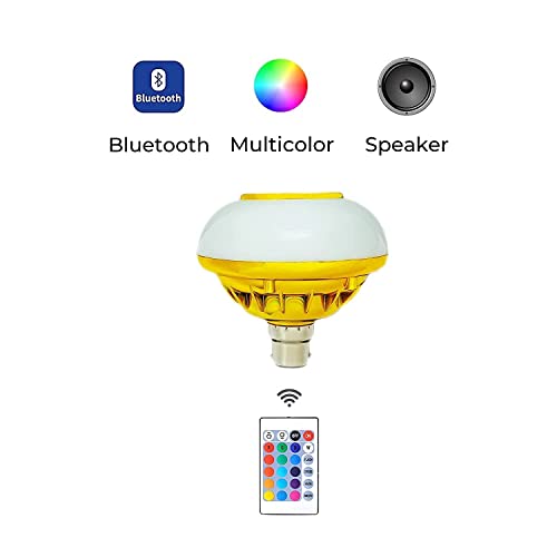Image of Bluetooth Speaker Music Bulb Light With Remote 3 in 1 12W Led Bulb with Bulb B22 + RGB Light Ball Bulb Colorful with Remote Control for Home, Bedroom, Living Room, Party and Decoration(1)