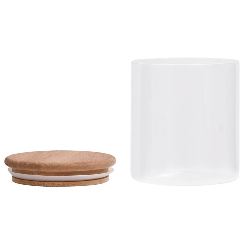 Tarros de almacenamiento con tapa de bambú, juego de 10 unidades, cristal transparente, 600 ml, apilables, para cocina, despensa, herméticos para dulces y ordenar