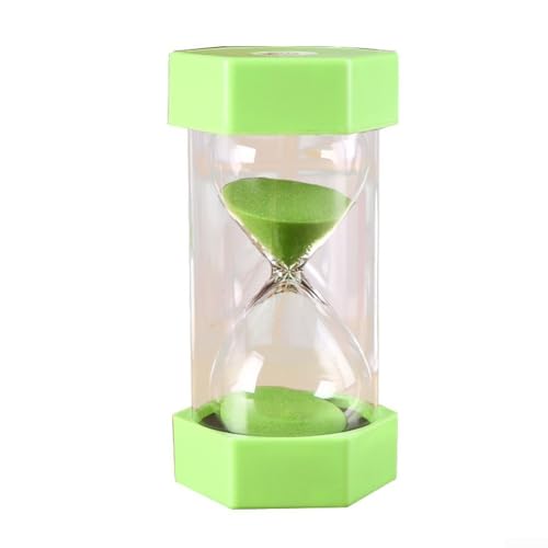 Clessidra da 5 minuti, in plastica, con base esagonale, orologio decorativo per bambini, per casa, ufficio, classe, studio, giochi, relax (verde, 5 minuti)