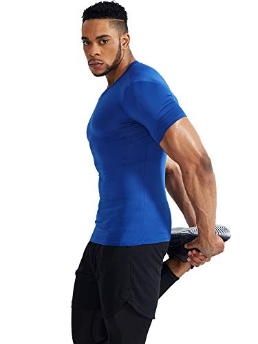 Camiseta masculina de corrida Cadmus para treino de compressão, 5011# Navy Blue & Blue & Red,pack of