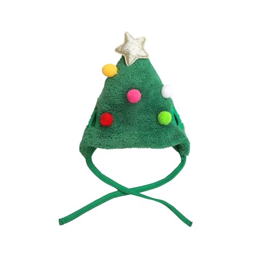 Christmas Dog/Cat Santa Hat, Cat/Dog Christmas Outfit,Funny Headwear,Christma Pet Costume, Xmas Tree Headwear Hat for Pet Decorations, Adjustable, Xmas Costume Set for Small Dogs Gift (S)