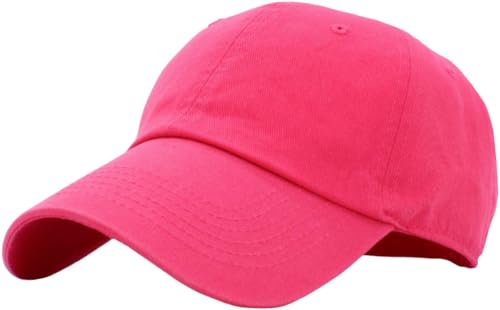 KB-LOW HPK Classic Cotton Dad Hat Adjustable Plain Cap. Polo Style Low Profile (Unstructured) (Classic) Hot Pink Adjustable