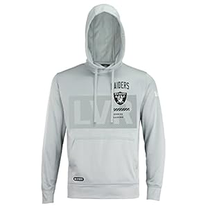 New Era NFL Men’s Drill Performance Cool Grey Pullover Hoodie, Pro Football Sweatshirt, Las Vegas Raiders, Medium