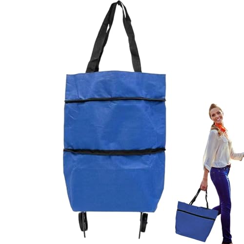 Bolsa de la Compra Plegable con Ruedas, Bolsas Plegables 2 en 1, Carrito de Compras Plegable portátil, Bolsa de Compras Reutilizable sobre Ruedas, Bolsa de Compras Ligera con Ruedas
