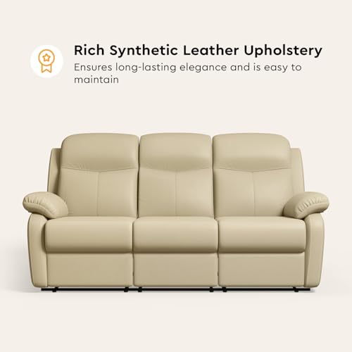 Image of Interio by Godrej Alpine Manual 3-Seater Synthetic Leather Recliner Sofa
