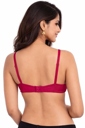 Image of Women's Cotton Medium Padded Bra | Soft & Breathable Fabric | Full Coverage Everyday Comfort Bra | Adjustable Straps & Back Hook Closure