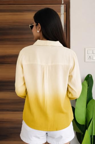Image of Women's Ombre Pink Casual Shirt for Women | Full Sleeve Stylish Western Top | Soft Regular Fit Button Down Shirt for Girls & Women