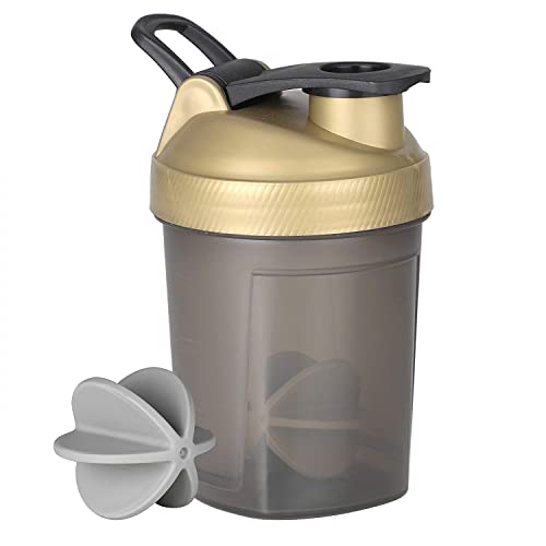 Image of Protein shaker - Sports Mini Gym Shaker - Bottle 300ML with Blender Ball (Gold)