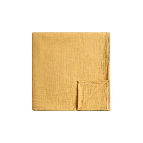 Image of Meracorallo Muslin Swaddle Blanket, 100% Cotton Receiving Blanket Soft and Breathable Swaddle Wrap for Baby Boys and Girls, Yellow