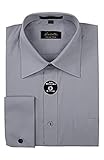 Amanti New Mens French Cuff Spread Collar Dress Shirt Cotton Blend (Neck 22 Sleeves 34/35, Light Grey)