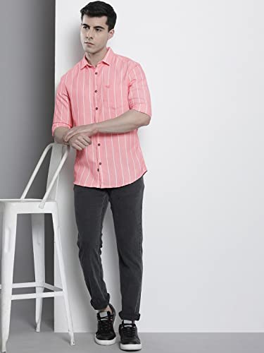 Image of The Indian Garage Co Men Regular Fit Striped Full Sleeves Cutaway Collar Casual Shirt