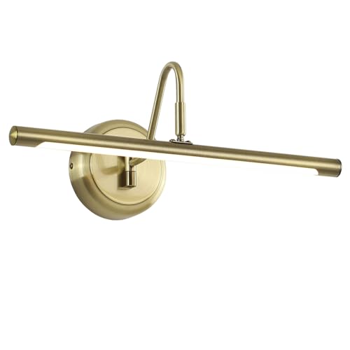 Luci a LED per quadri, decorazione artistica in metallo, mini faretti da 16,54 pollici, 9 W (45 W Eqv), bianco naturale 4000 K, braccio oscillante in filo rigido, finitura ottone anticato