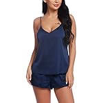 RSLOVE Pijamas de Mujer Cuello en V Satén Lencería Sexy Cami y Pantalones Cortos Conjunto de Pijamas de Seda