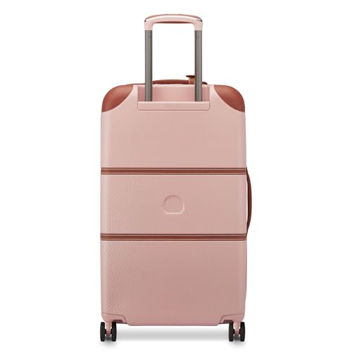 Image of DELSEY PARIS Chatelet Air 2.0 Checked Luggage Trunk 26 Inch, Hardside Polycarbonate Suitcase, Dual-Density Spinner Wheels, TSA Lock, Blush Pink