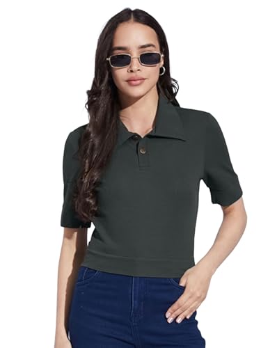 Image of Selvia Women's Textured Lycra Solid T-Shirt