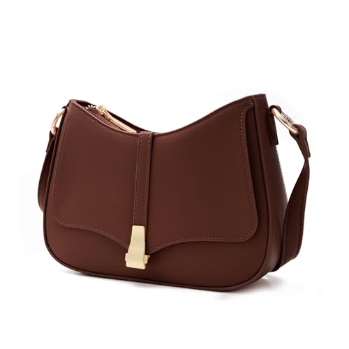 Prettyzys Crescent Shoulder Bag for Women, Vintage Retro Vegan Leather Clutch Tote Handbags Crossbody Bags Handbag for Women
