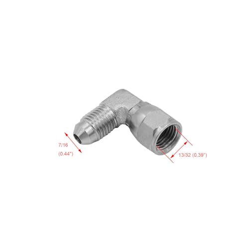 Image of (2-PACK) 6502-04-04 Hydraulic Hose Adapter Fitting 1 /4 inch Male JIC 37Flare（7 /16 inch-20 UNF）x 1 /4 inch Female JIC 37 Swivel (7 /16 inch-20 UNF) 45Elbow Pipe Joints Connector Carbon Steel