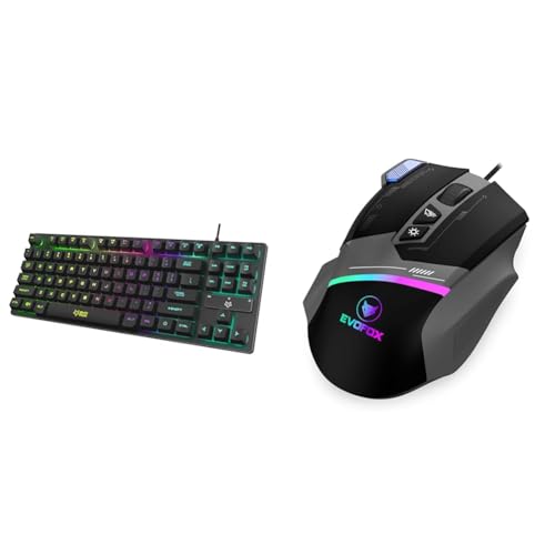 Image of EvoFox Fireblade Wired TKL Gaming Keyboard with Breathing Effect (Black) Blaze Programmable Gaming Mouse with 1000Hz Polling Rate
