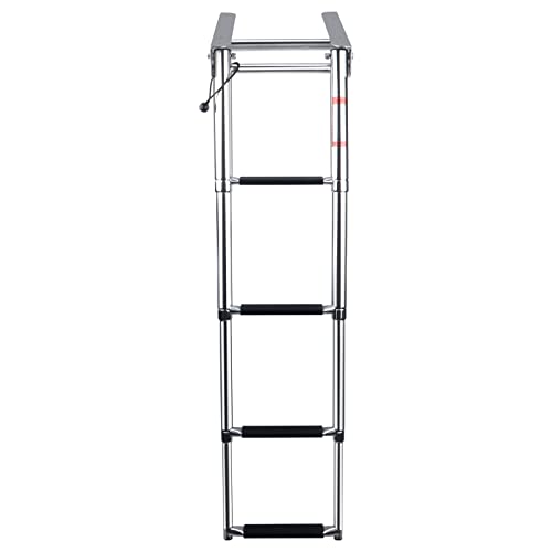 4 Step Boat Ladder,Stainless Steel Under Platform Sliding Dive Ladder For Pontoon Boat,Marine Boat Boarding Telescoping Ladder 900 Bound Capacity #TOP3