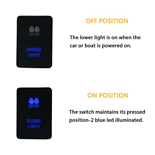 Image of Blue Led Reverse Lights Push Button Switch for Toyota Sequoia Highlander Landcruiser Tacoma 4Runner Highlander 3Amp 12V Illuminated ON-Off SPST Button Switch with Wiring Connector