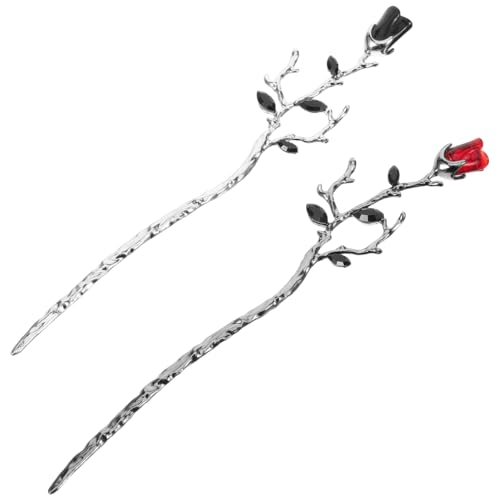Lurrose 2 bacchette per capelli in metallo, stile vintage, con