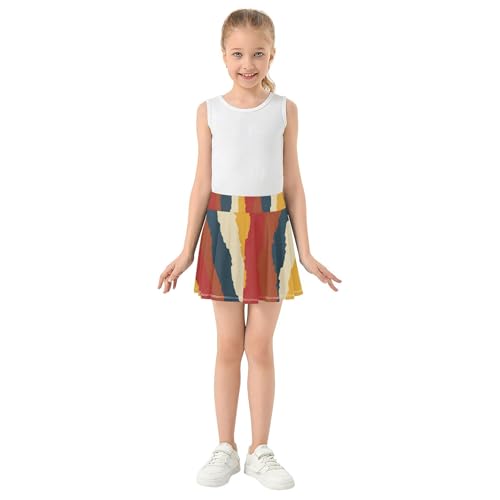 Joisal Girls' Shorts Athletic Skorts Geometric Stripes Skirts with Shorts Kid Teen Flowy Skirt 3t3