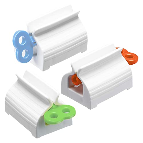 JORPETS 3 Pcs Toothpaste Squeezer,Toothpaste Tube Squeezers, Multi-Purpose Toothpaste Dispenser, Stand Rotate Toothpaste Dispenser for Bathroom (Red/Blue/Green)