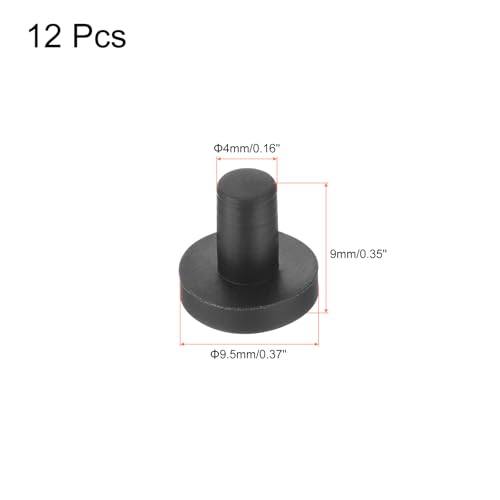 Image of uxcell High Temp Silicone Plug Mount Dia 4mm /0.16 inch t Shaped Rubber Stopper Hole Plugs for Powder Coating Plating Waterproof Plugs Sealing Plugs Black Pack of 12(OD 9.5mm)