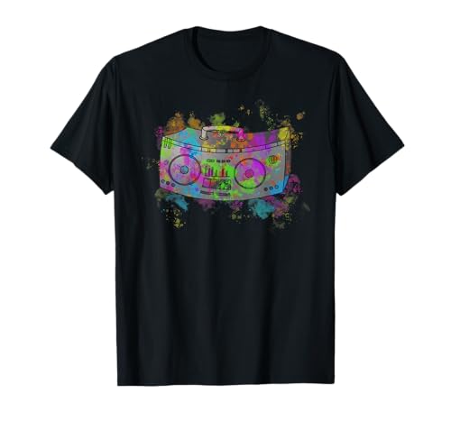 Colorido Boom Box 70s 80s 90s Y2K Ghetto Blaster Camiseta