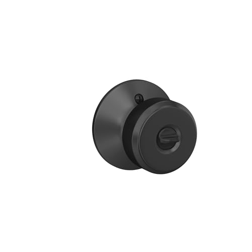 Image of Schlage F51A BWE 622 Bowery Door Knob, Keyed Entry Lock, Matte Black