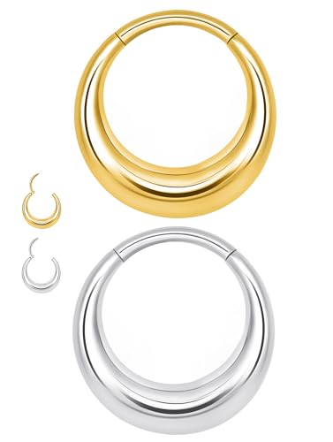 LEE&RO Chunky Septum Rings 16G Septum Jewelry 8MM Surgical Steel Septum Piercing Clicker Septum Hoop Septum Nose Ring