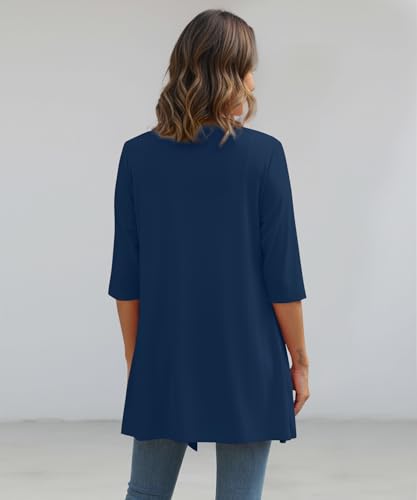 Image of YSYOKOW Womens Open Front Long Cardigan 3 /4 Sleeve Lightweight Knit Cardigan Casual Layering Spring Summer