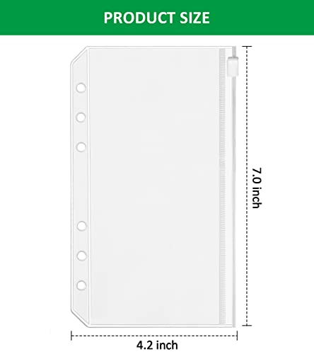 Habgp A6 Binder Pockets 6 Rings 12Pcs, Clear Cash Envelopes For Budgeting Binder, Money Binder Inserts Secure The Bag Cash Book, Folders Loose Leaf Budget Binder Zipper Envelopes #TOP1