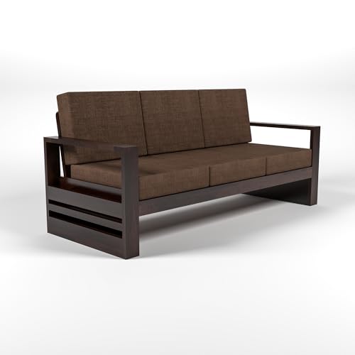 Image of Solid Sheesham Wood 5 Seater Sofa Set (3+2) - Elegant Wooden Sofa Set for Your Stylish Living Room & Home (Design 1)