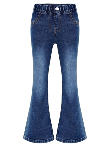 Girls Casual Flared Jeans Teens Slim Fit Wide Straight Leg Bell Bottom Denim Long Pants 5-16 Years