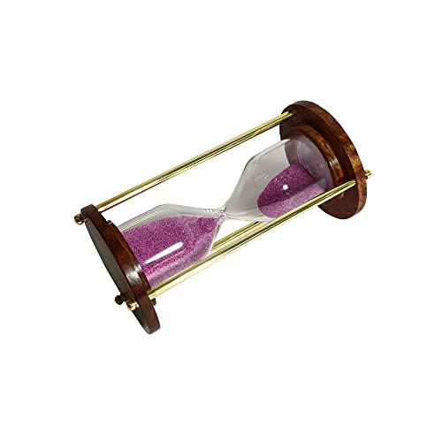Image of 5 Minute Wooden Sand Timer | Purple Sand Color | Hourglass for Home & Kitchen Office Table Decoration Item | 6.5D x 6.5W x 12.5H cm | Gifts (Pack of 1)