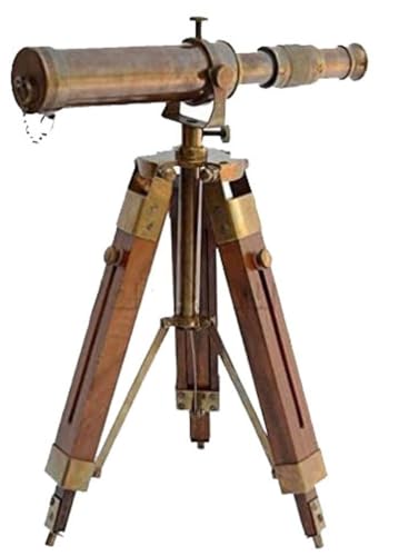 Nautical Brass Antique Telescope Spyglass with Wooden Stand Home Decor Gift - Image 4