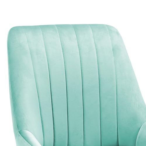 Image of Finch Fox Morris Velvet Dining Chair for Living Room, Bedroom, Home Office with Black Metal Legs in Pista Color