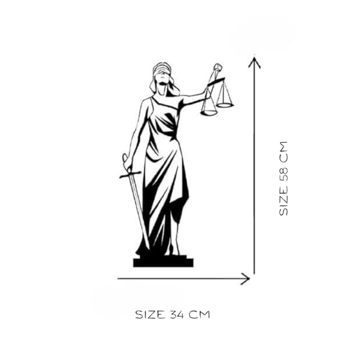 Image of BLIND SHOP Lady Justice Court Of Law Black for Home Decor | Wall Sculpture Home Decoration | Wall Decor | Metal Wall Art | Home Wall Hangings Metal Decor (58x34x1.5 CM)