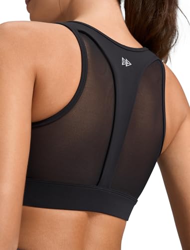 Yvette Front Zip Sports Bras for Women High Impact Mesh Racerback Full Support Sports Bra Plus Size for Running2
