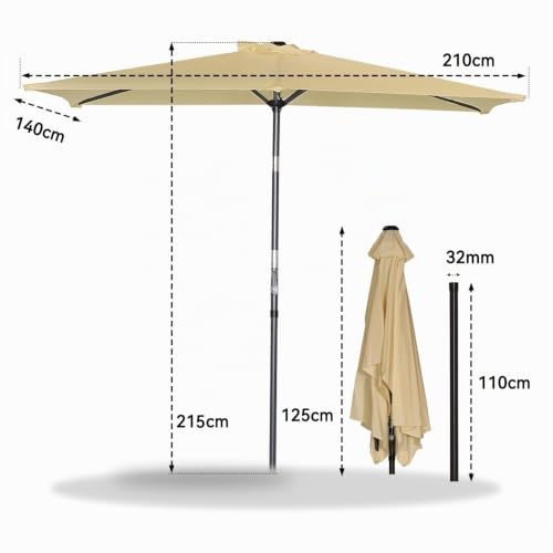 Parasol inclinado con manivela Angel Living sombrilla de jardín rectangular con mástil de 38mm 2