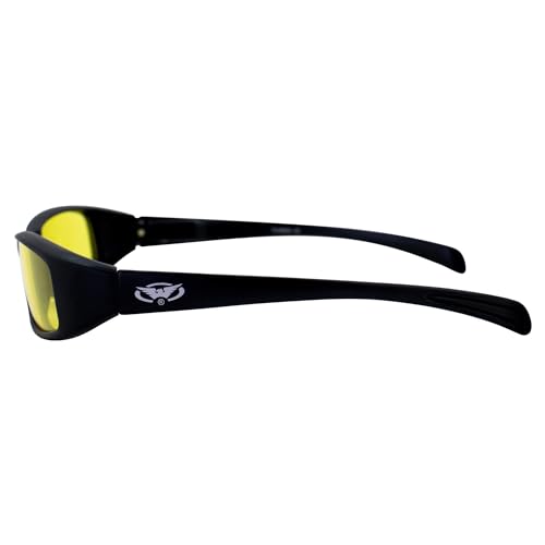 Global Vision New Attitude glasses eye wear, with a matte black frame and yellow lenses. Very stylish, the yellow makes night vision while driving much easier.3